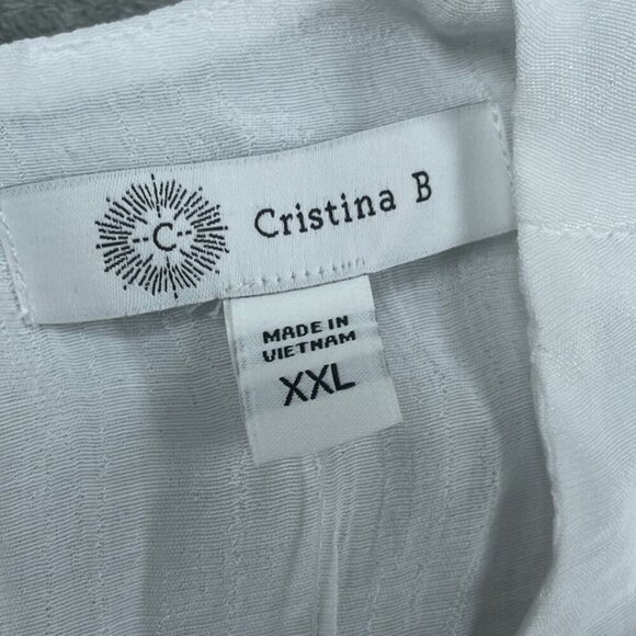 Cristina B XXL White Sleeveless Blouse 60% Viscose 40% Polyester d0265 - Picture 2 of 8